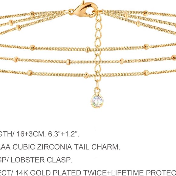 acelet for Women 14K Gold Plated Dainty Chain Simple Jewelry Cute Handmade Minim - Picture 4 of 8